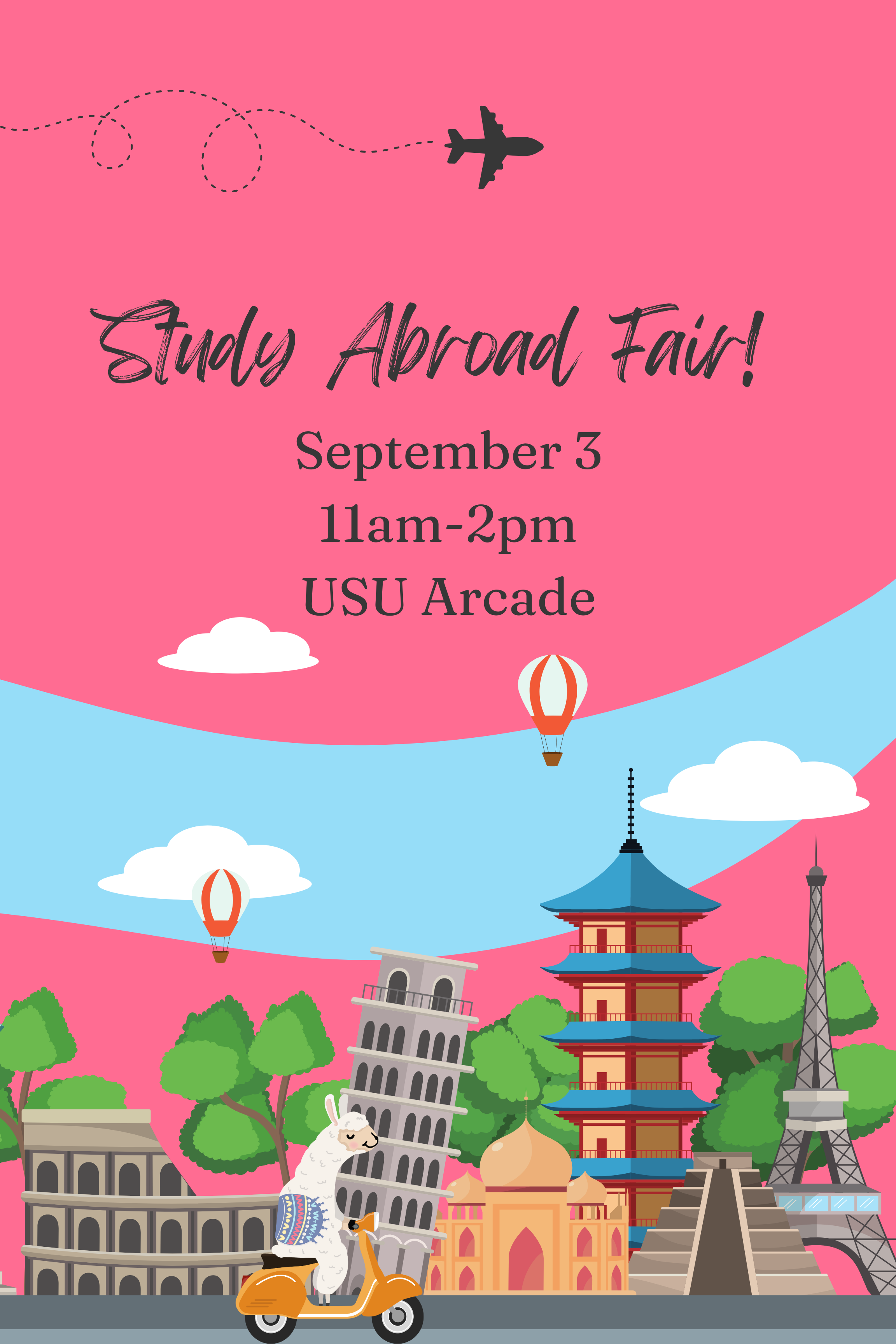 study abroad fair travel poster