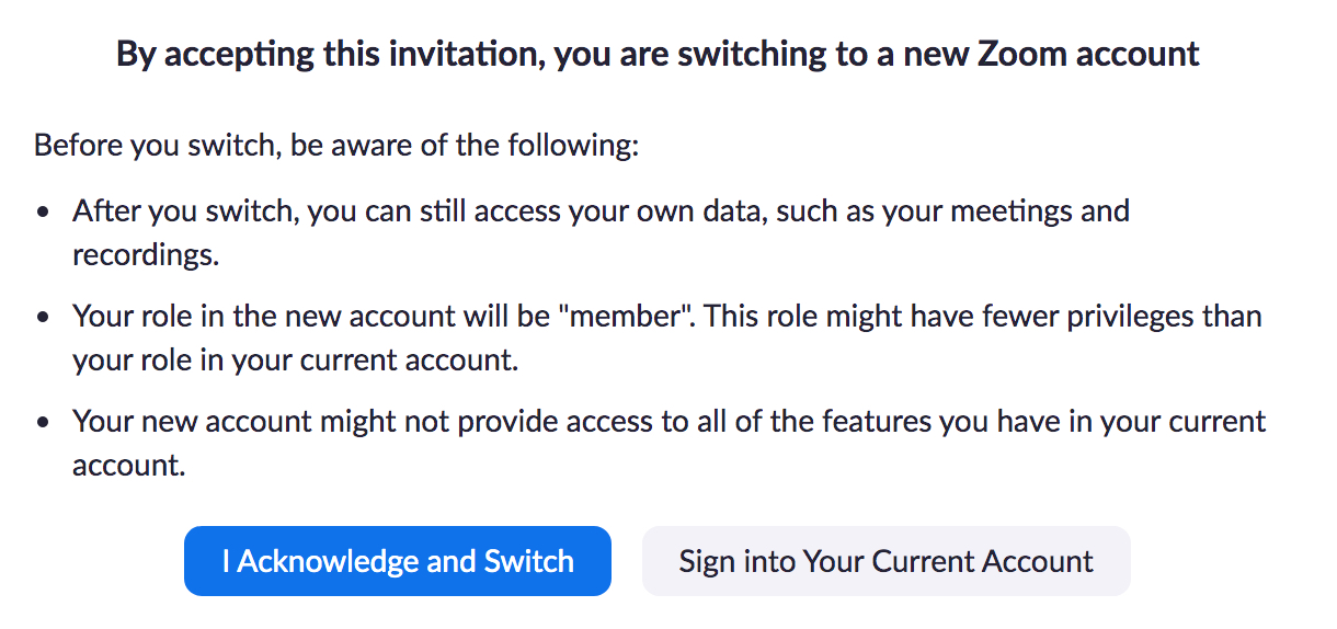 acknowledge your account is switched