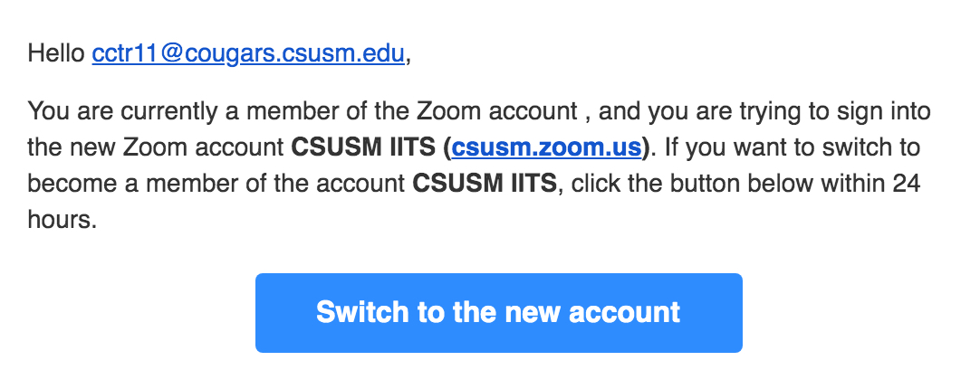 switch your free account to the CSUSM account