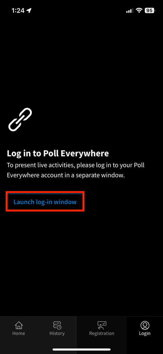 click "launch login window" link
