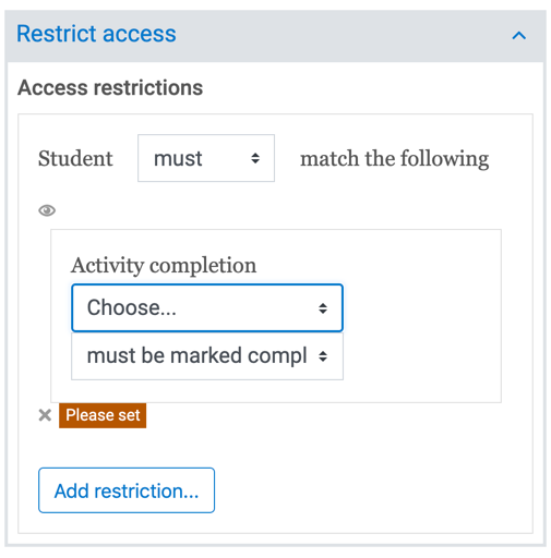 Restrict access by activity completion window