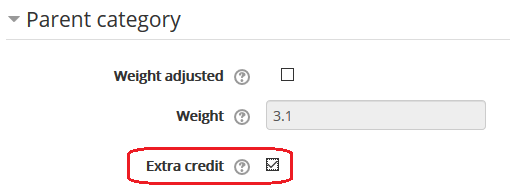 extra credit box in grade item settings