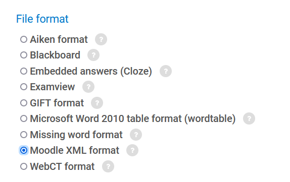 File Format options
