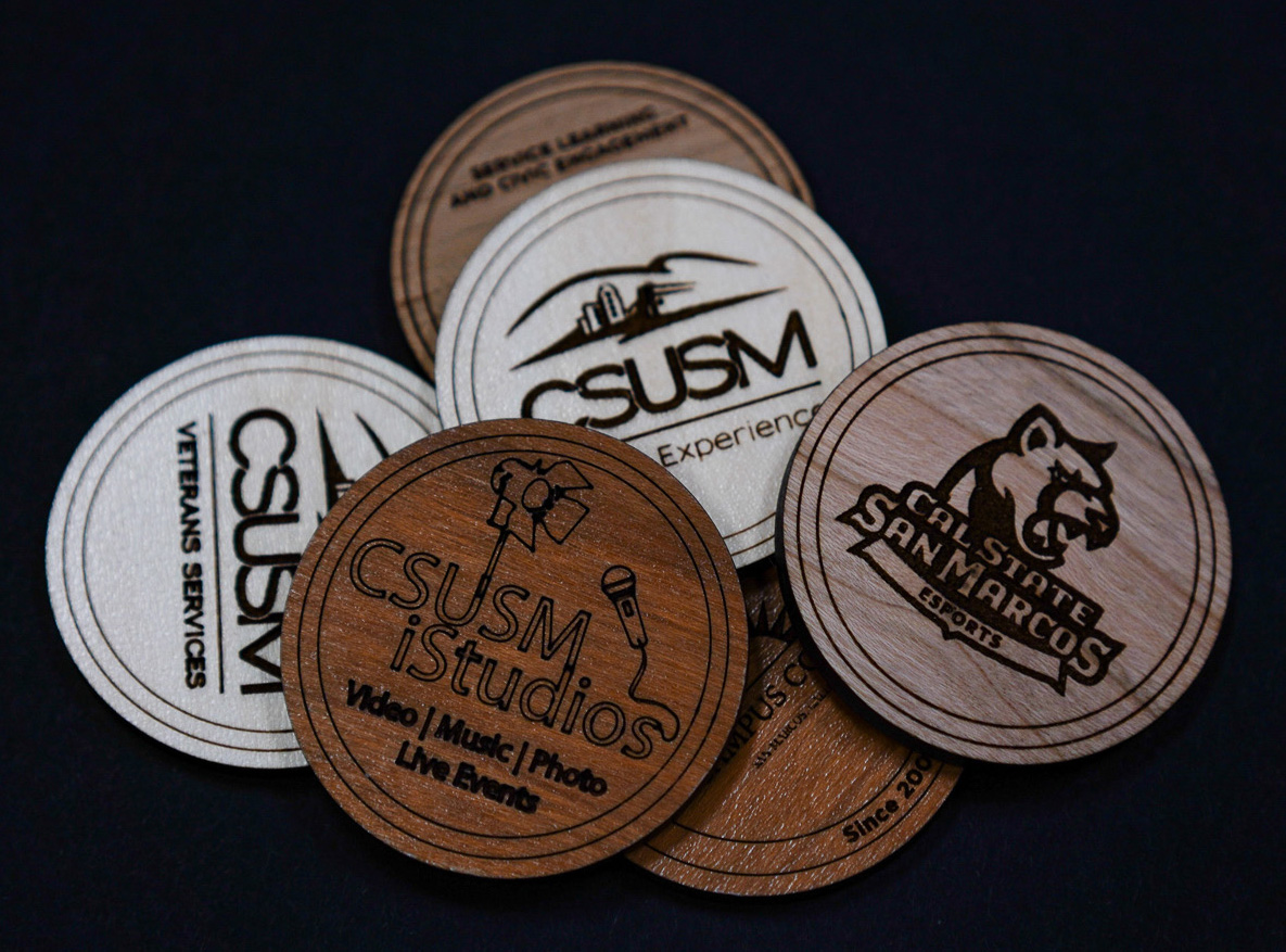 Lasercut wooden promo coins