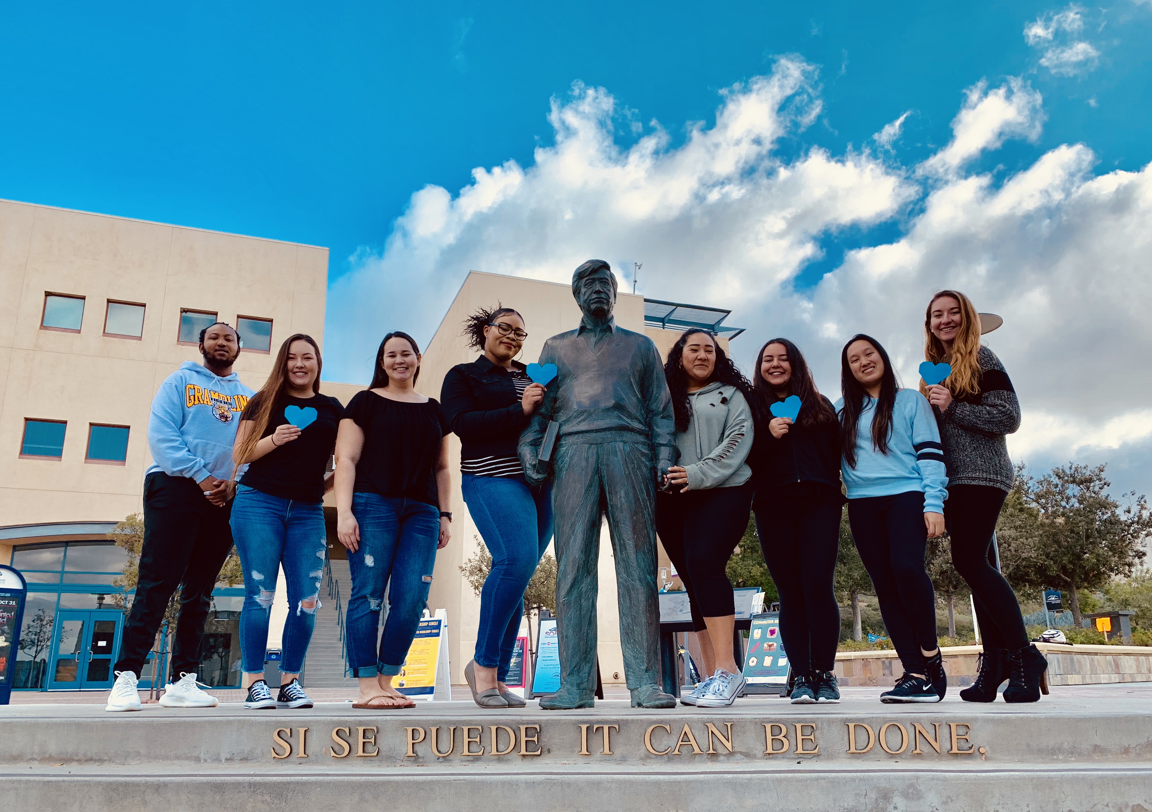Students in front of Chavez Statue