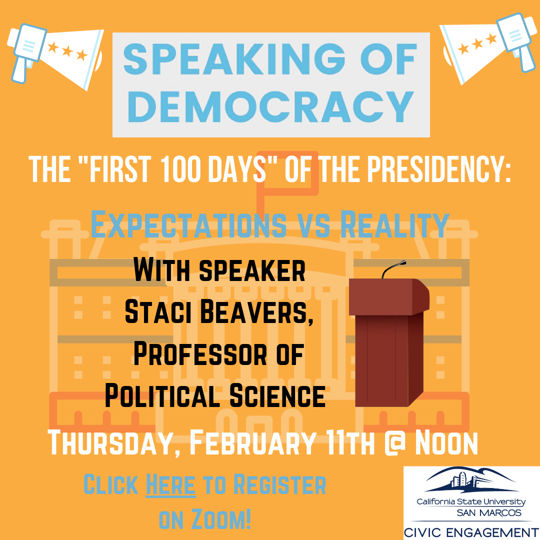 Speaking of Democracy First 100 Days Flyer